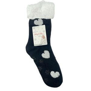 Marilyn Monroe Slipper Socks OSFM Black White Heart Grip Bottom 1 Pair NWT